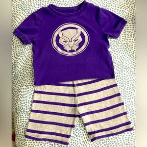 💜GapKids | Marvel 100% Organic Cotton Black Panther Boys PJ Shorts Set Size: 8